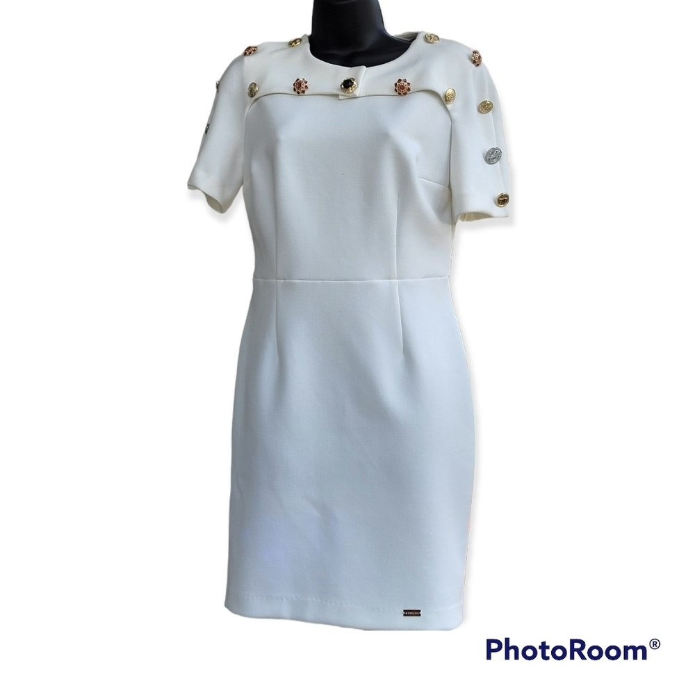 BABYLON COLLECTION JEWELED WOMEN'S SHEATH DRESS US 6 IT 42 MADE IN ITALY.